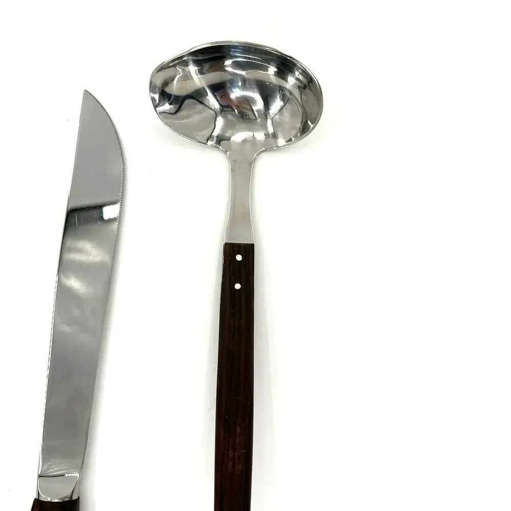 MCM Rostfri SMS Stainless Steel Swedish Nordic carving set with wood handle.